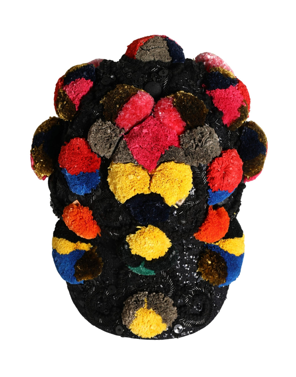 Multicolor Pom Poms Sequin Embellishment Hat