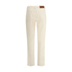 White Cotton Casual Pants