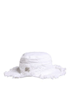 White Broderie Anglaise DG Crystal Bucket Hat