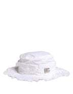 White Broderie Anglaise DG Crystal Bucket Hat