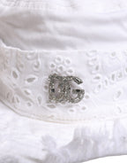 White Broderie Anglaise DG Crystal Bucket Hat