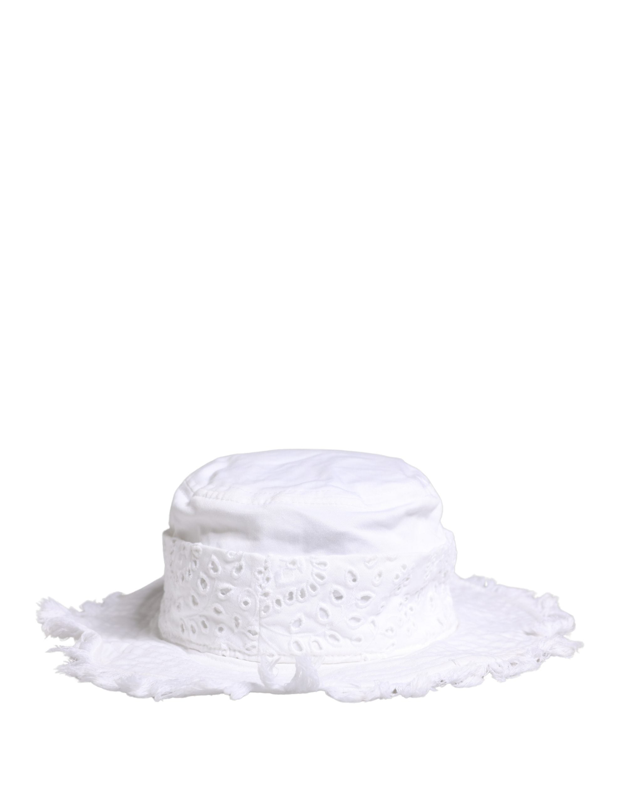 White Broderie Anglaise DG Crystal Bucket Hat