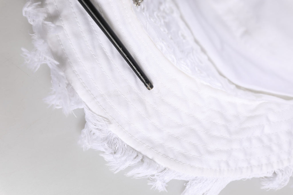 White Broderie Anglaise DG Crystal Bucket Hat