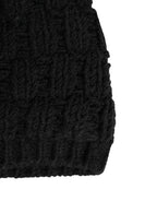Black Acrylic Knitted Fur Winter Beanie
