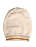 Beige Cashmere Knitted Women Winter Beanie Hat