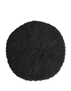 Black Virgin Wool Knitted Winter Beret Hat