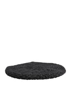 Black Virgin Wool Knitted Winter Beret Hat