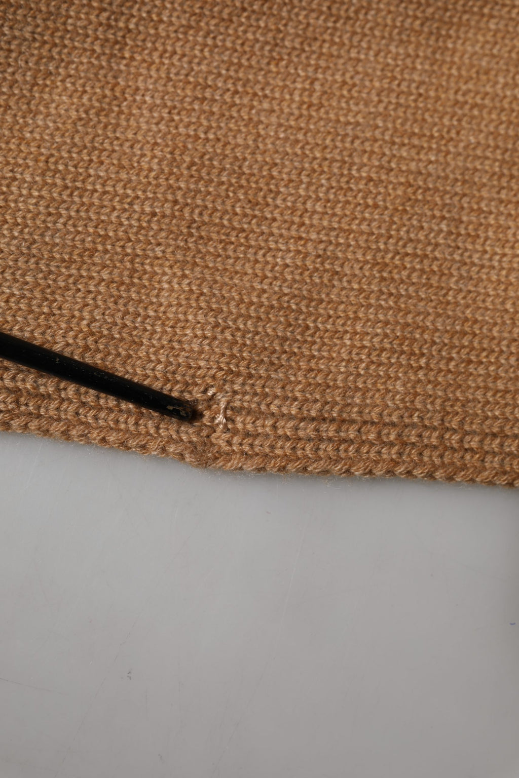 Brown Cashmere Knitted Men Neck Warmer One Size Scarf