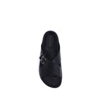 Black Calf Leather Bos Taurus Flat Sandals