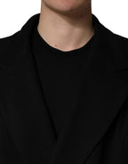 Black Double Breasted 2 Buttons Suit Jacket