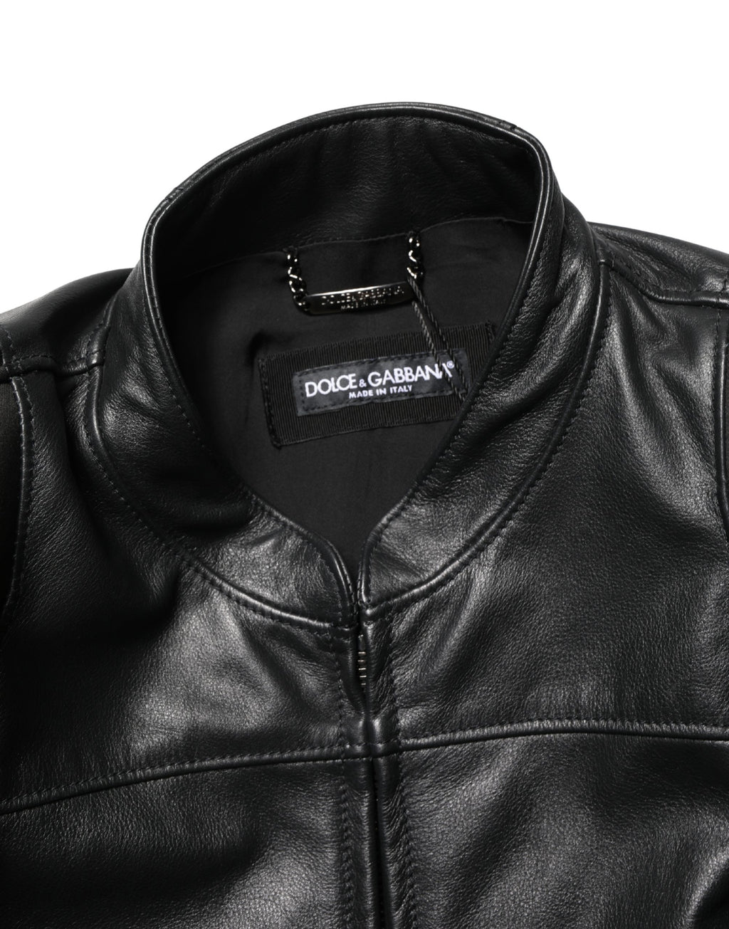 Black Nylon Full Zip Men Biker Coat Jacket