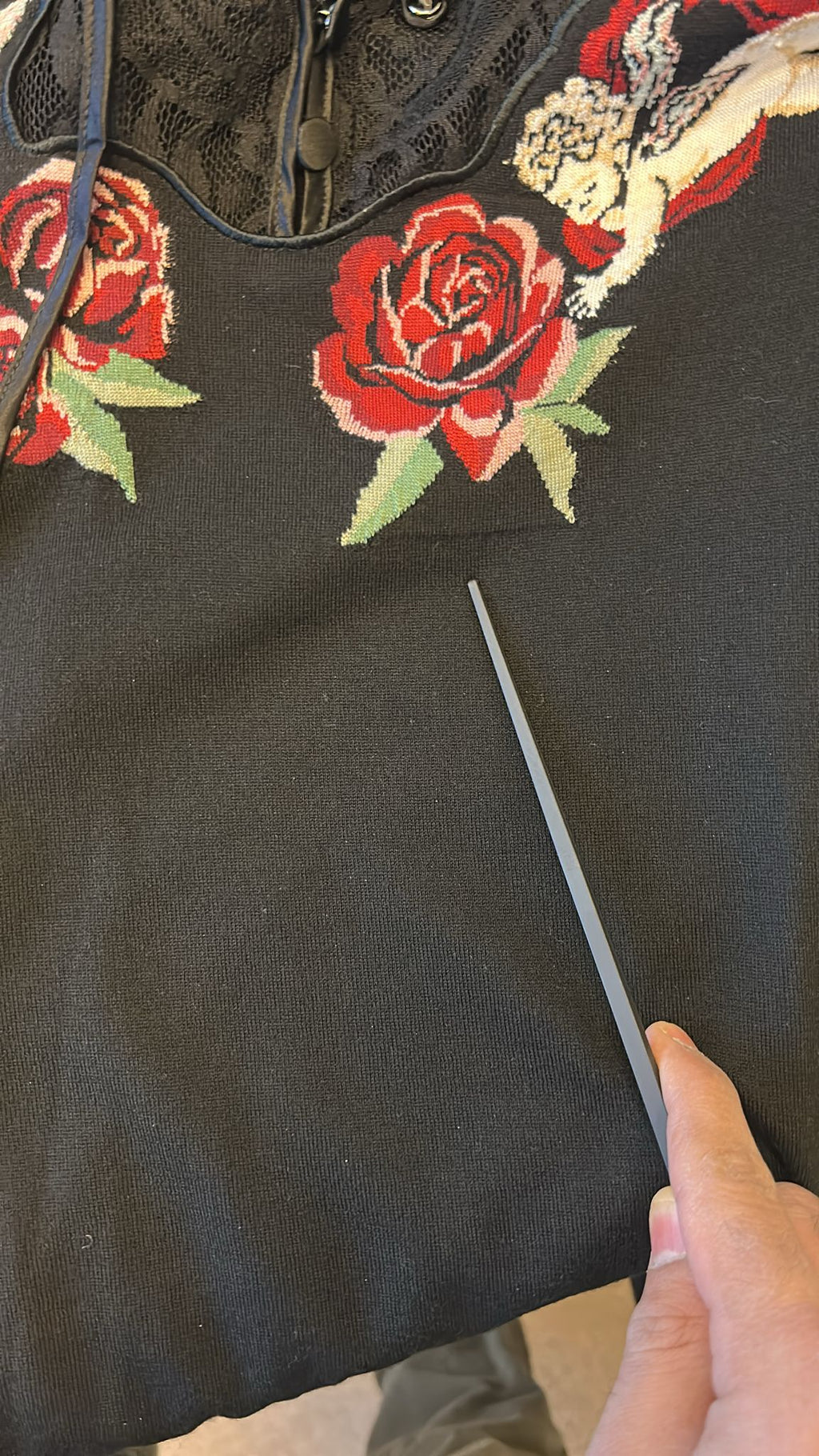 Black Lace Angel Roses Cardigan Sweater