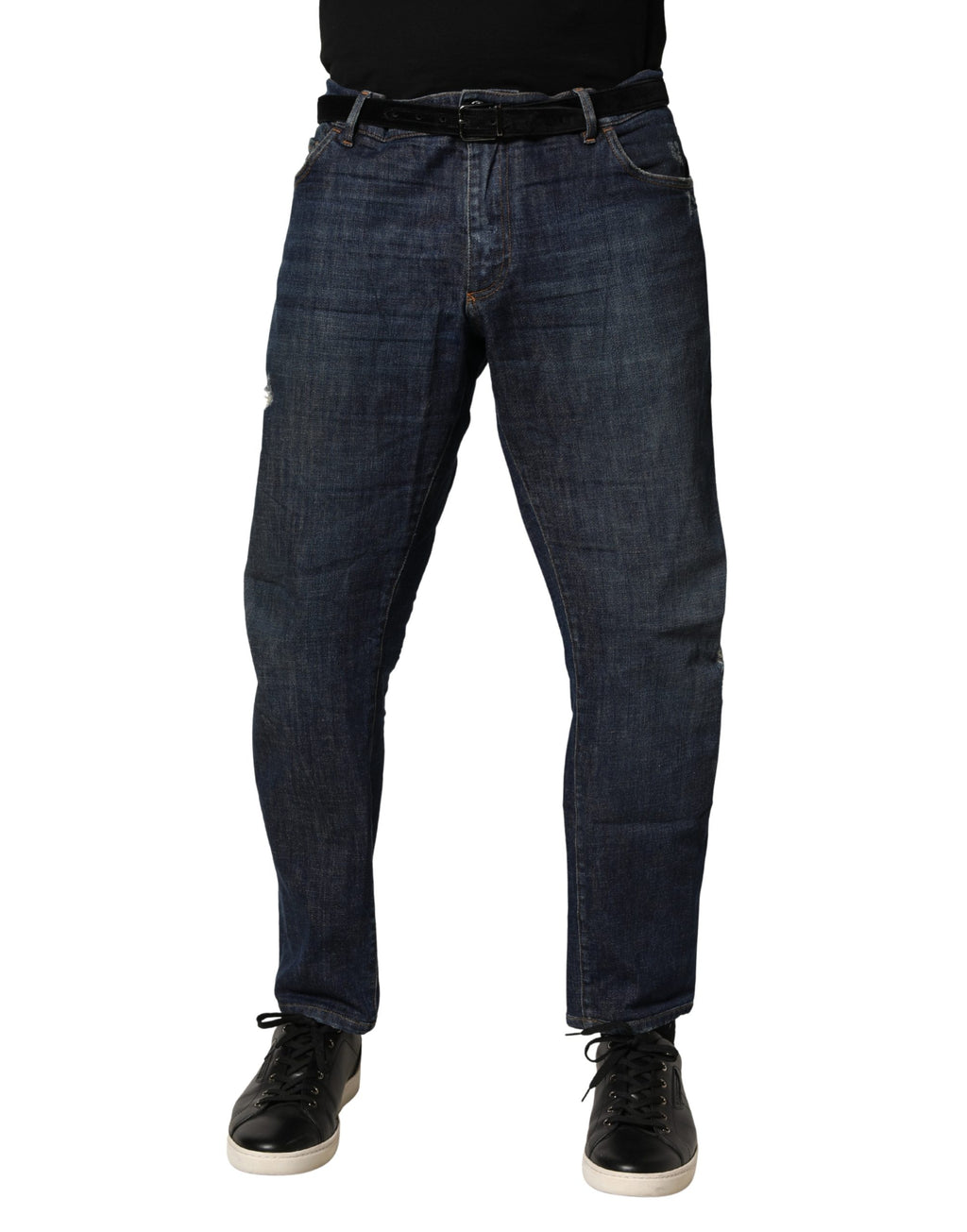Dark Blue Washed Skinny Cotton Denim  Jeans