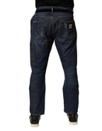 Dark Blue Washed Skinny Cotton Denim  Jeans