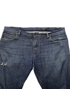 Dark Blue Washed Skinny Cotton Denim  Jeans
