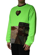 Green Patchwork Heart Men Sweatshirt Sweater