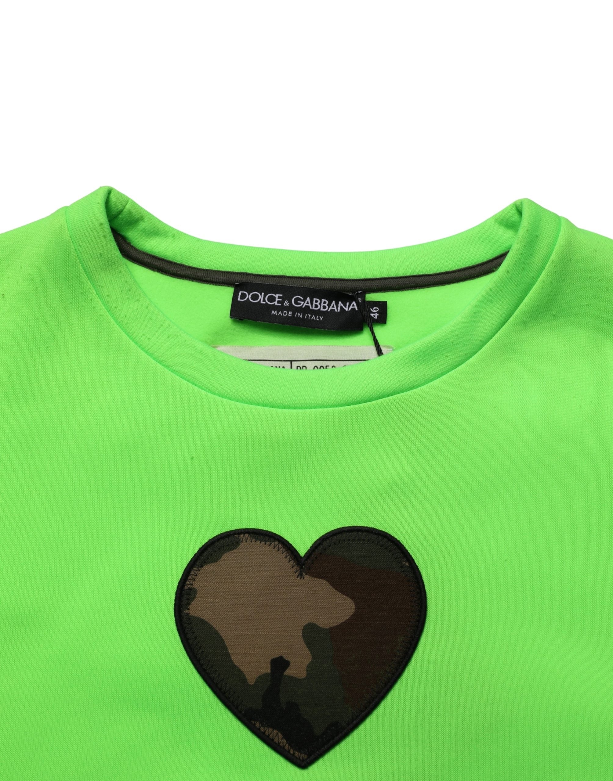 Green Patchwork Heart Men Sweatshirt Sweater