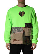 Green Patchwork Heart Men Sweatshirt Sweater