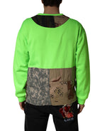 Green Patchwork Heart Men Sweatshirt Sweater