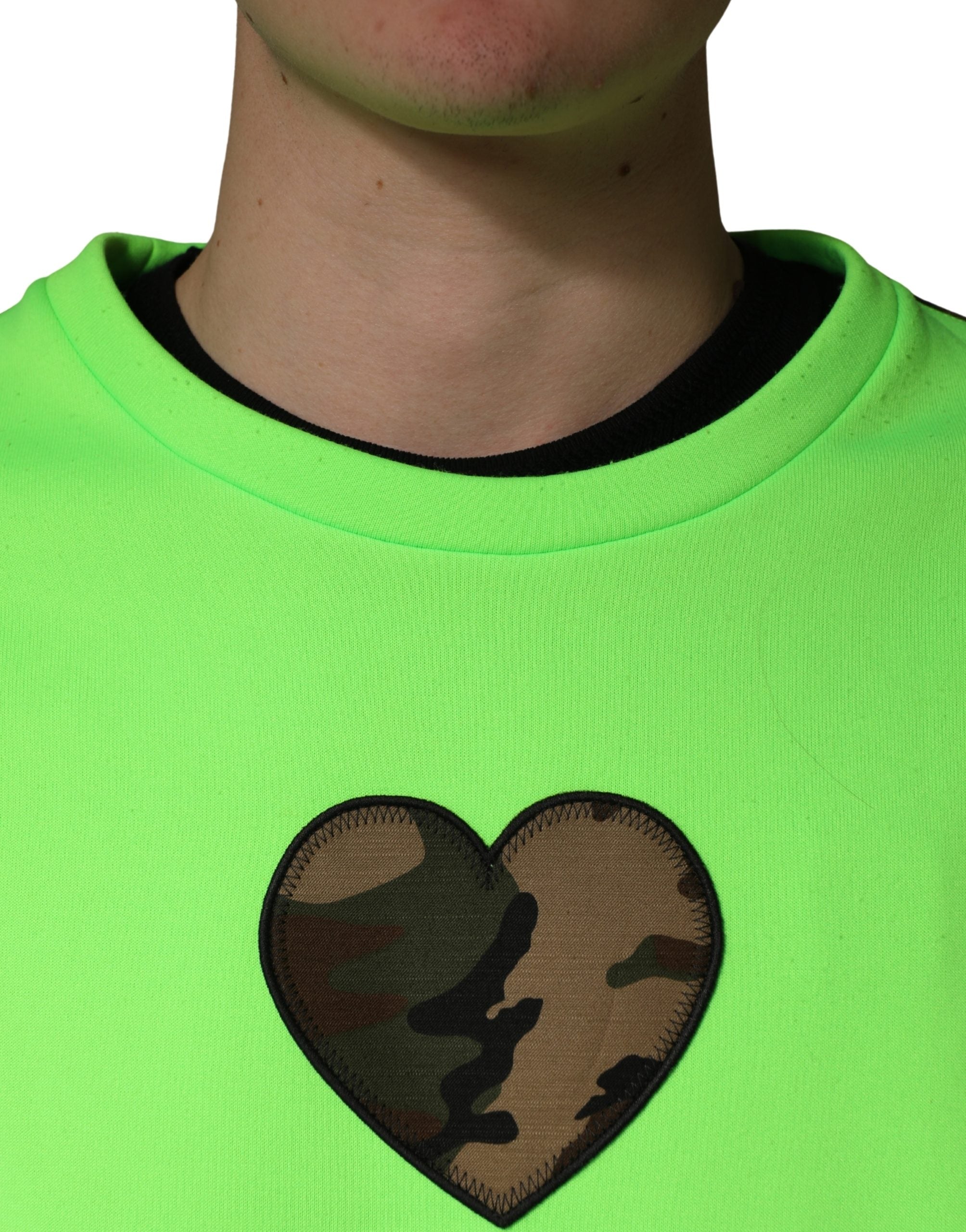 Green Patchwork Heart Men Sweatshirt Sweater