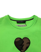 Green Patchwork Heart Men Sweatshirt Sweater