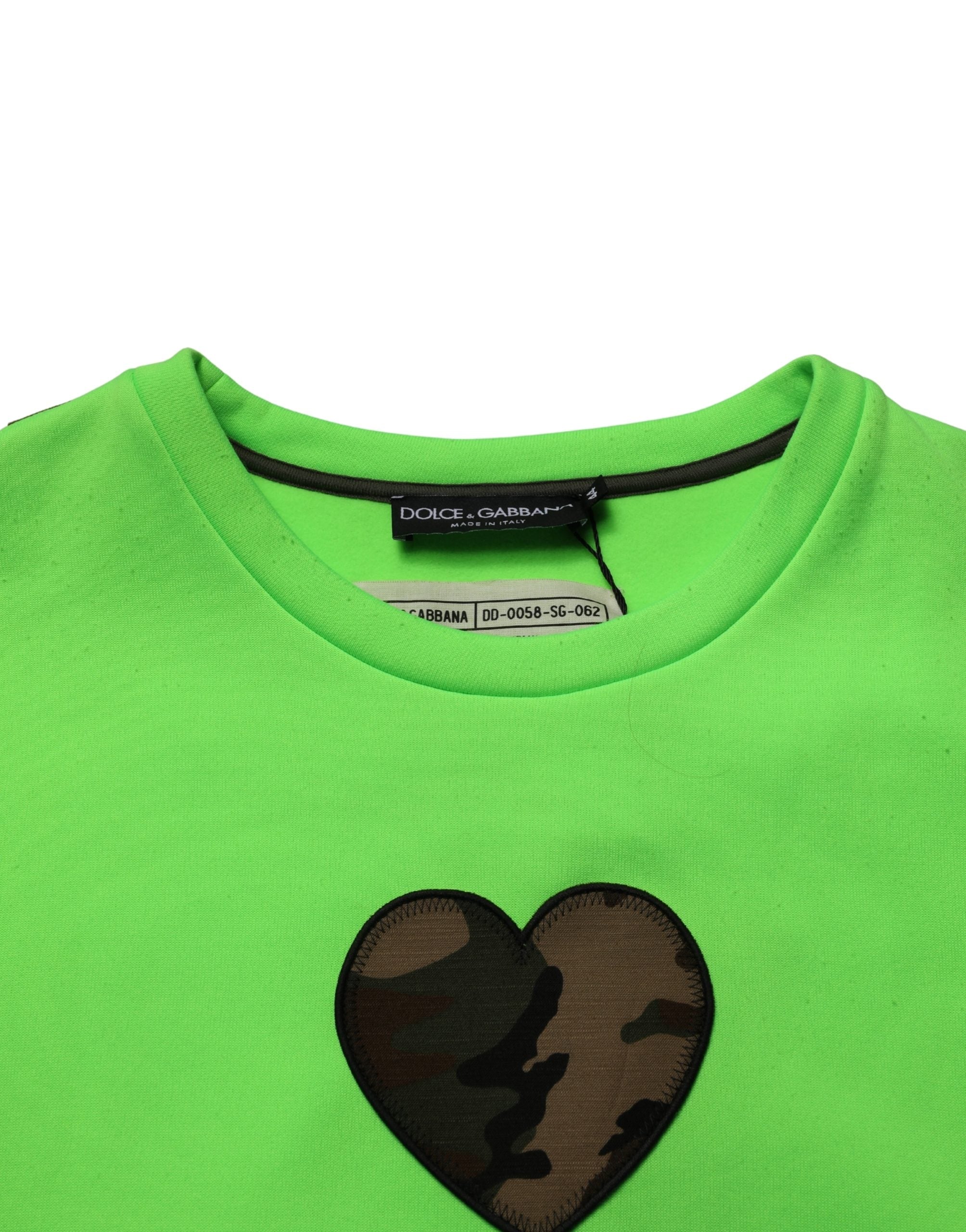 Green Patchwork Heart Men Sweatshirt Sweater