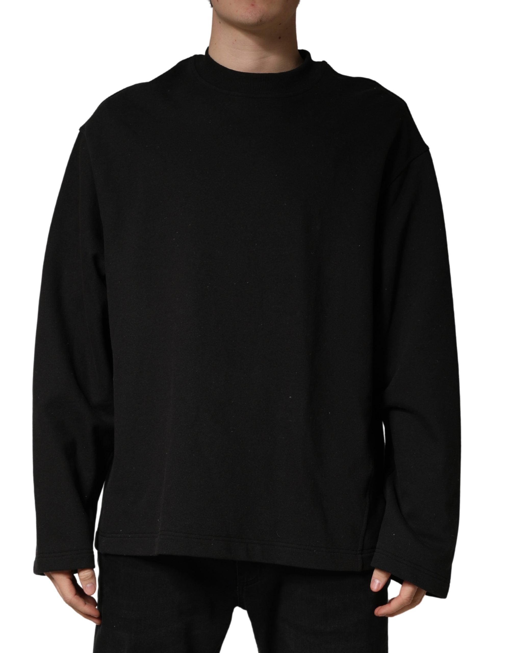 Black Cotton Crew Neck Sweatshirt  Sweater