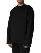 Black Cotton Crew Neck Sweatshirt  Sweater