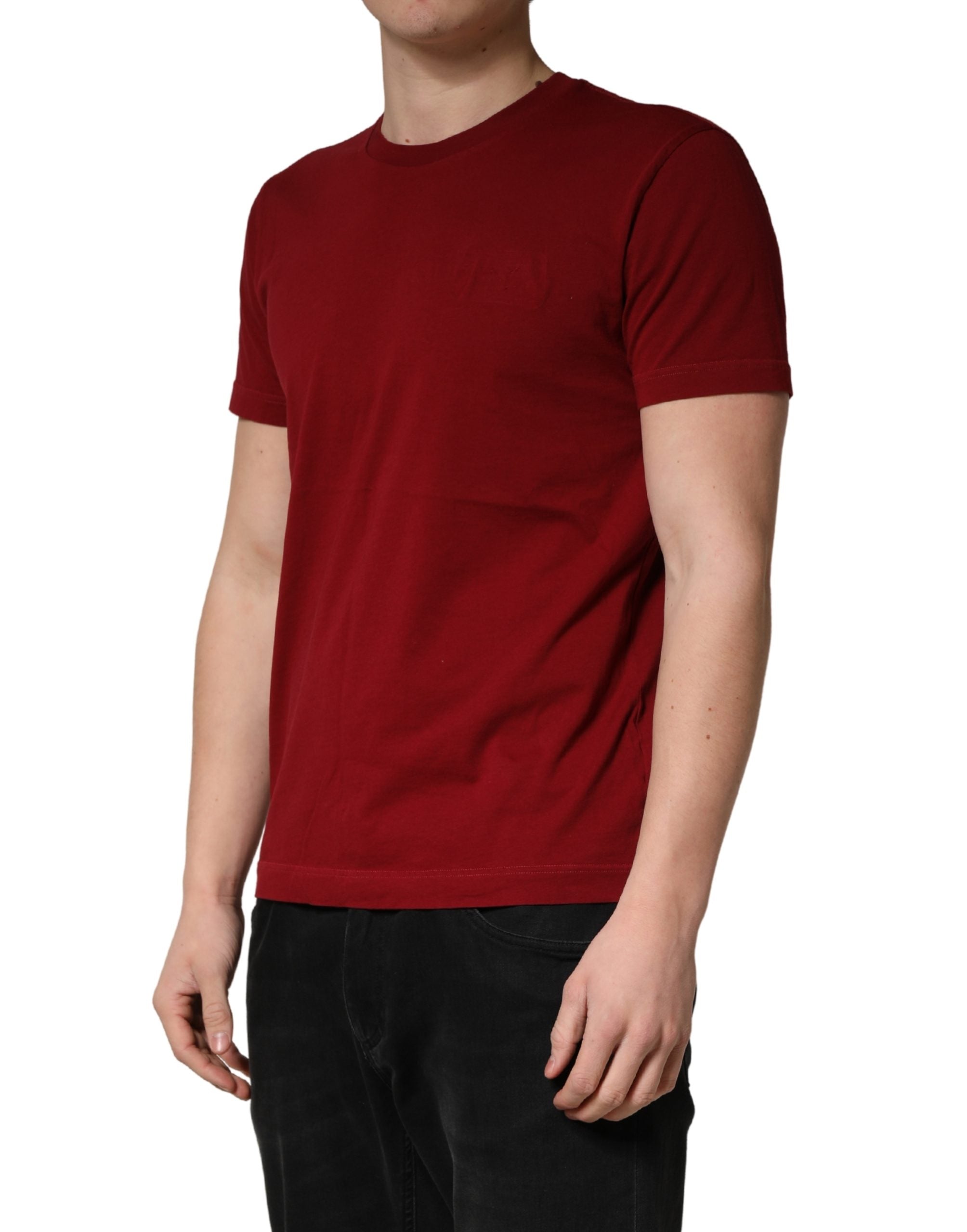 Maroon Cotton Crew Neck Short Sleeves T-shirt