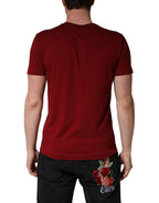 Maroon Cotton Crew Neck Short Sleeves T-shirt