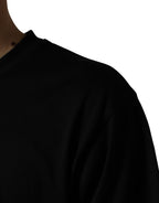 Black Logo Print Cotton Men Crew Neck  T-shirt