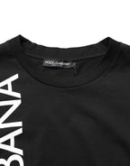 Black Logo Print Cotton Men Crew Neck  T-shirt