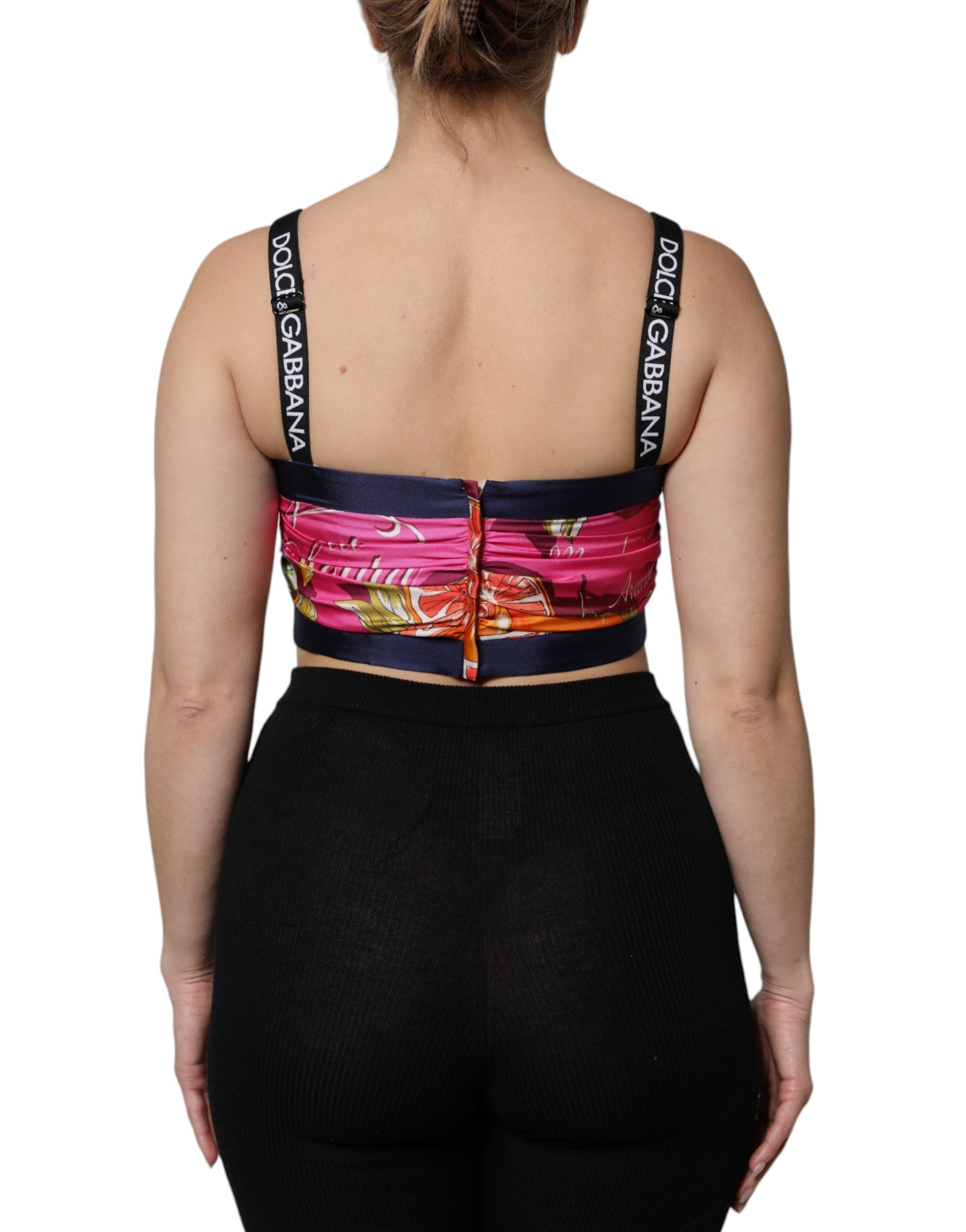 Multicolor Silk Cropped Bustier Corset Top