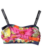 Multicolor Silk Cropped Bustier Corset Top