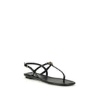 Black Calf Leather Bos Taurus Flip-Flop Sandals