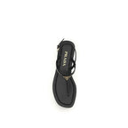 Black Calf Leather Bos Taurus Flip-Flop Sandals