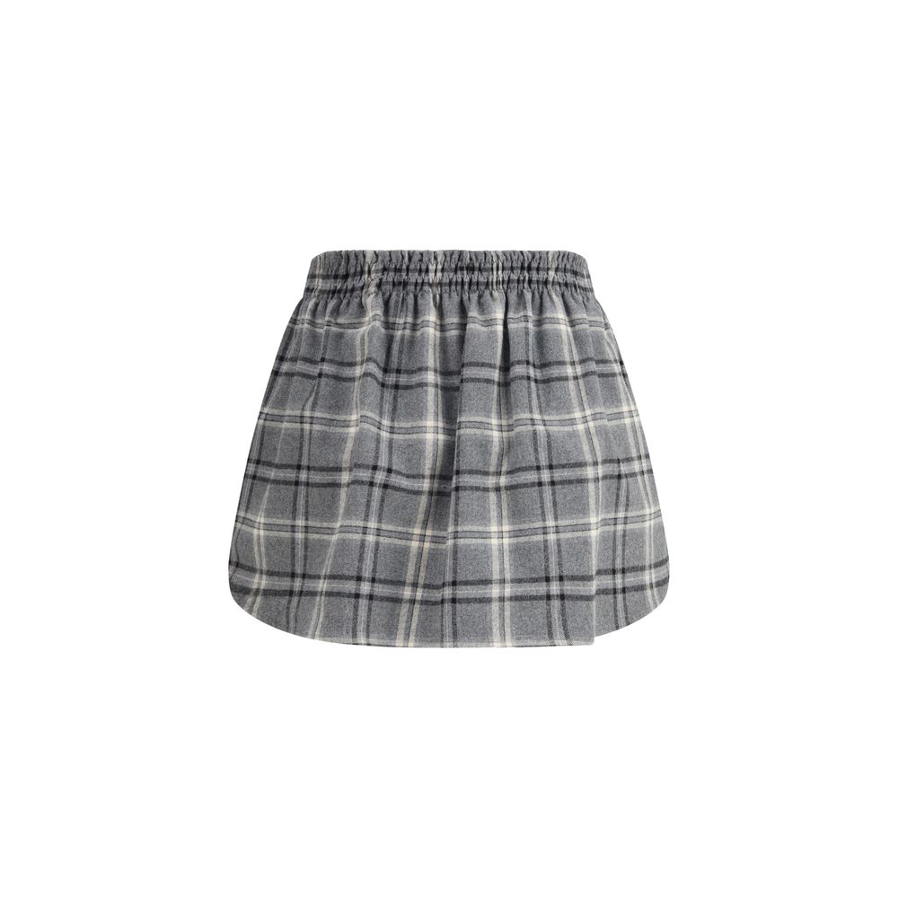 Gray Cotton Mini Skirt