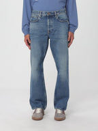 Blue Cotton Flared Jeans