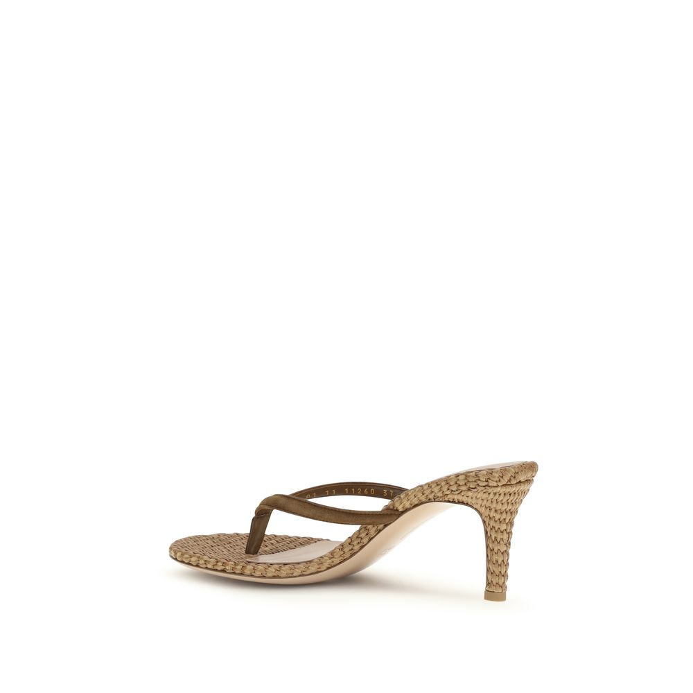 Beige Raffia Stiletto Heel Sandals