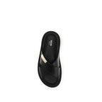 Black Calf Leather Bos Taurus Flat Sandals