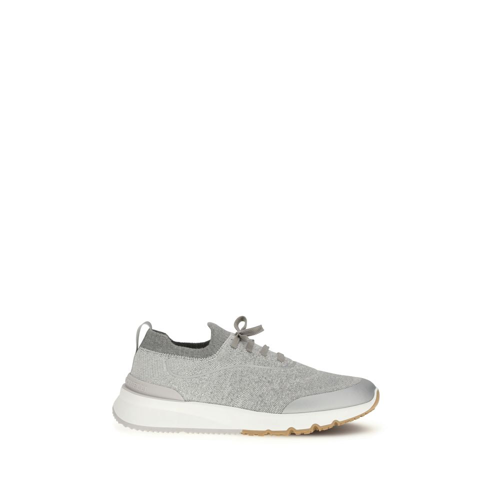 Gray Cotton Athletic Sneakers