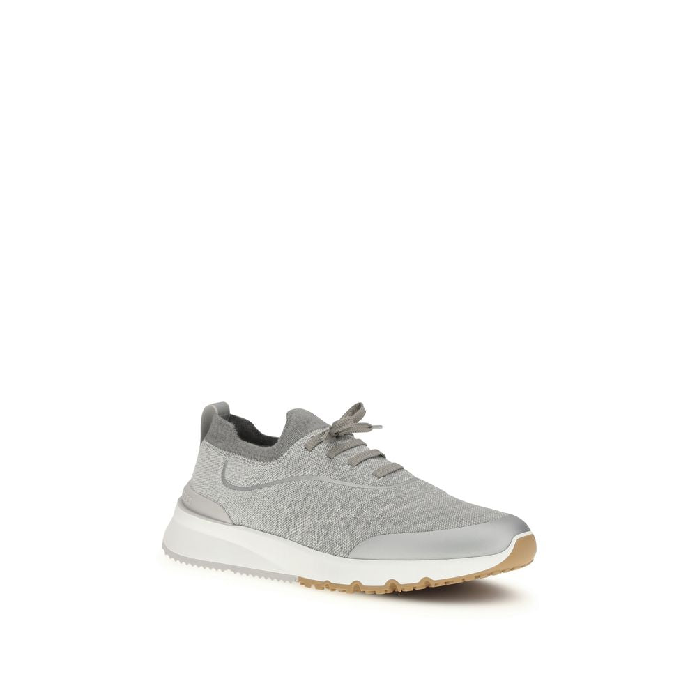Gray Cotton Athletic Sneakers