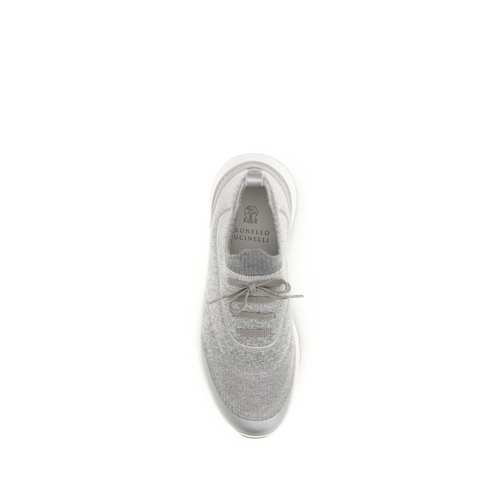 Gray Cotton Athletic Sneakers