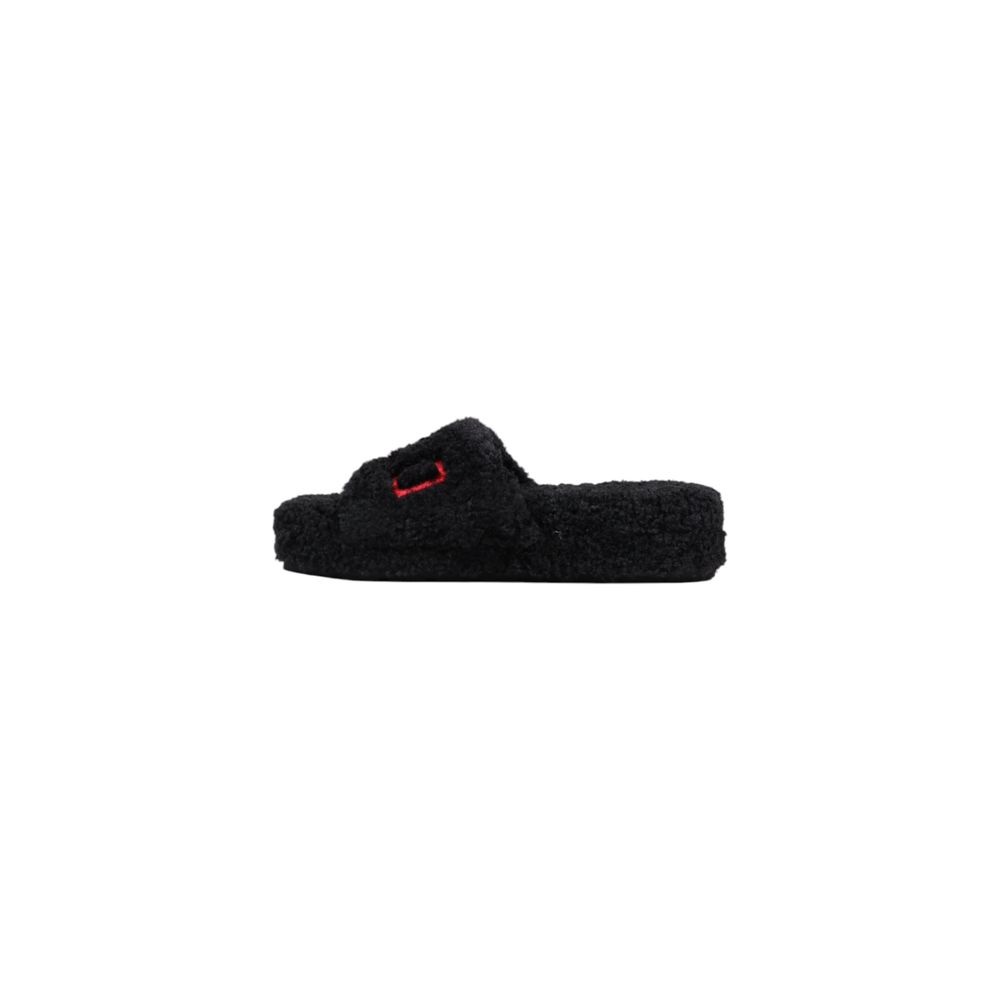 Black Textile Slippers