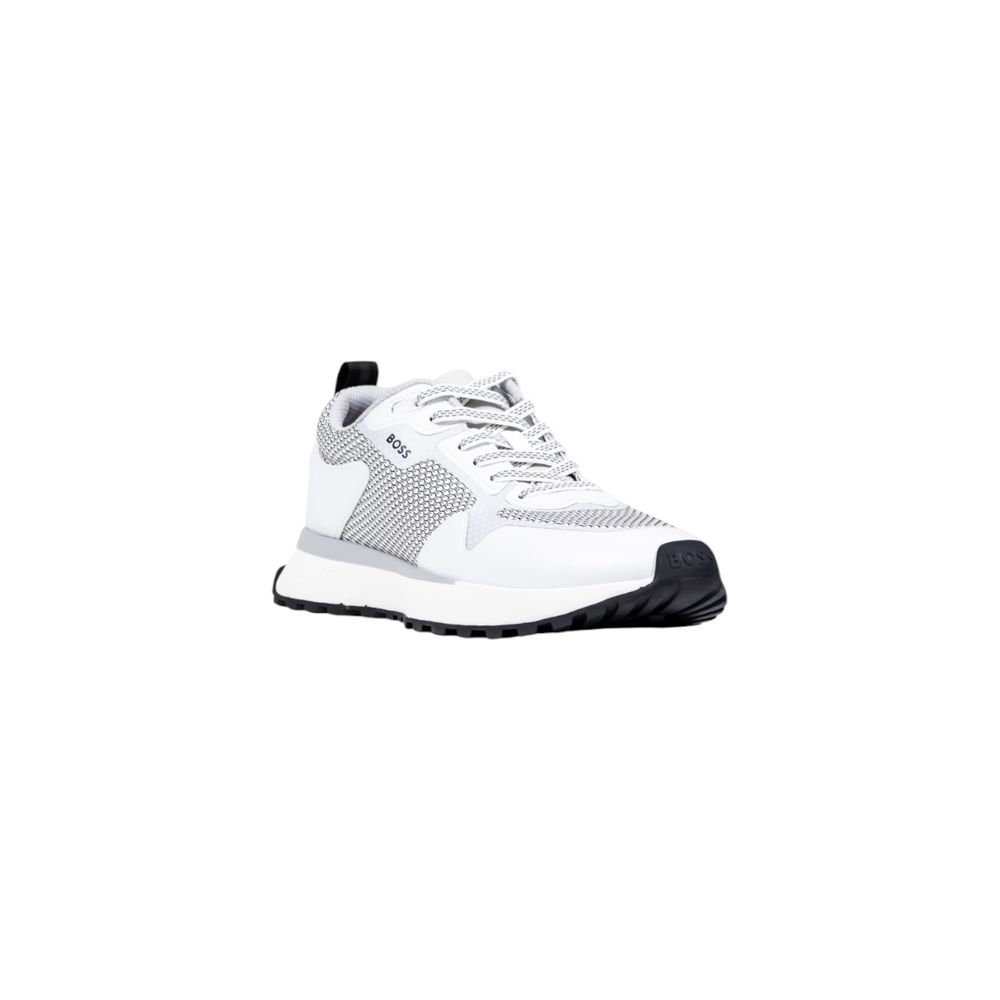 White Polyester Athletic Sneakers