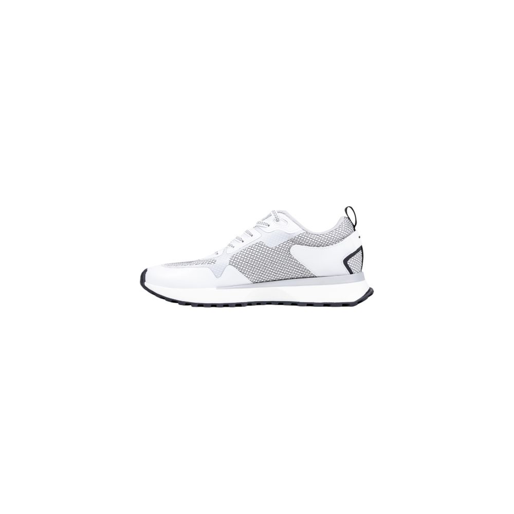 White Polyester Athletic Sneakers
