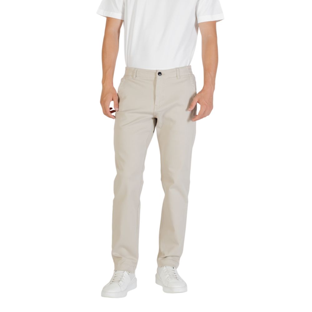 Beige Polyester Casual Pants