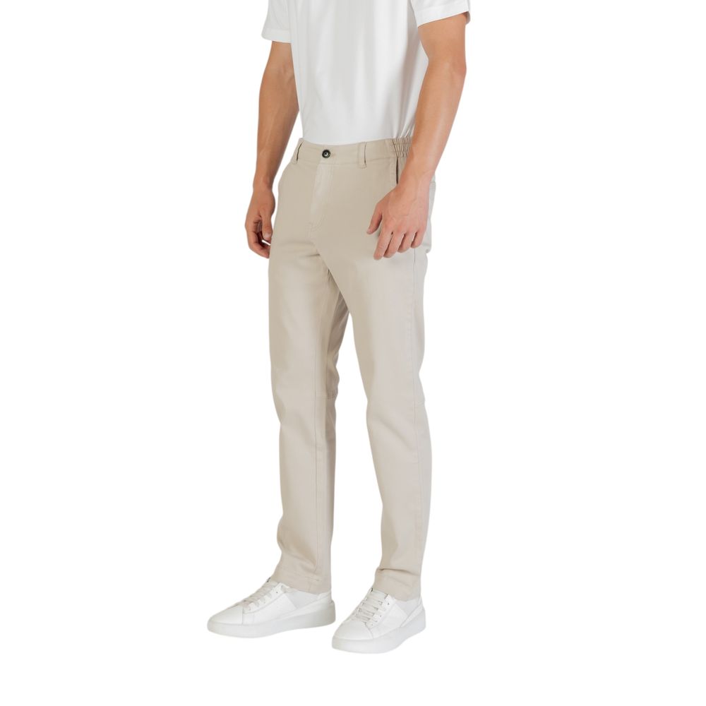 Beige Polyester Casual Pants