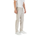 Beige Polyester Casual Pants