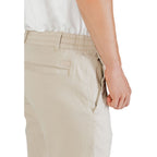 Beige Polyester Casual Pants